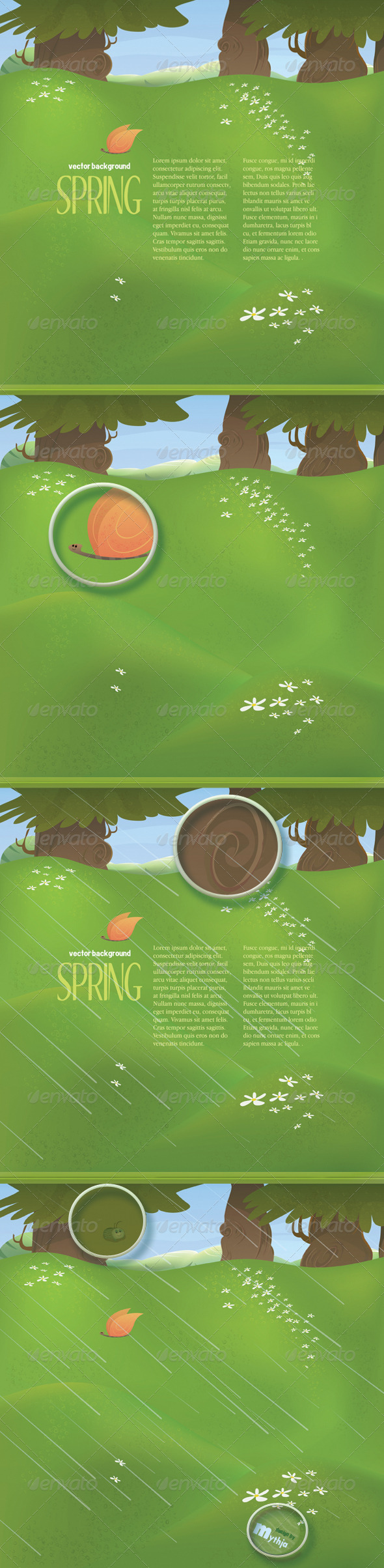 Vector spring landscape with meadow and trees - Nature Conceptual