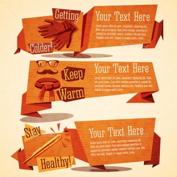 Cute Autumn Vintage Stylized Banners - Seasons Nature