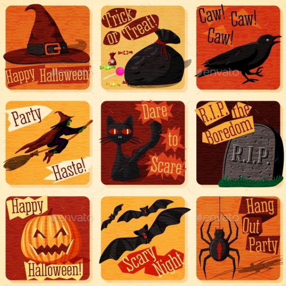 Collection Of Cute Retro Stylized Halloween - Halloween Seasons/Holidays