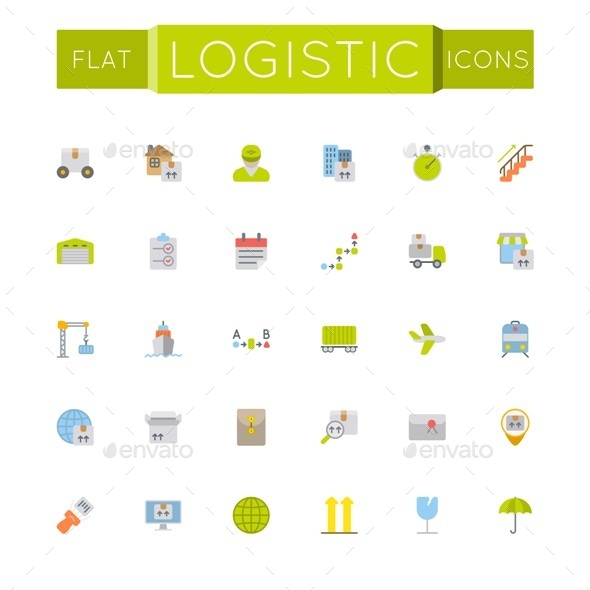 Vector Flat Logistic Icons - Business Icons