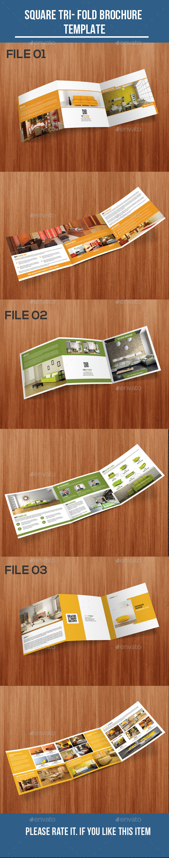 Square Tri- Fold Interior Brochure Bundle - Corporate Brochures