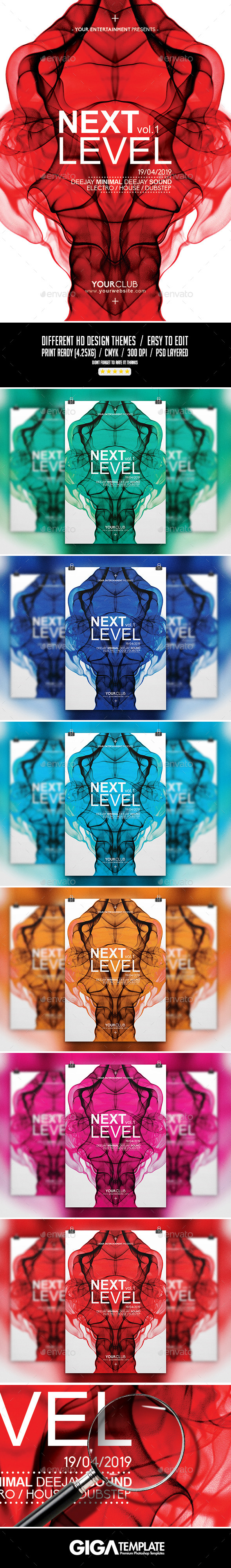 Next Level | Minimalist Colored Flyer PSD Template - Events Flyers