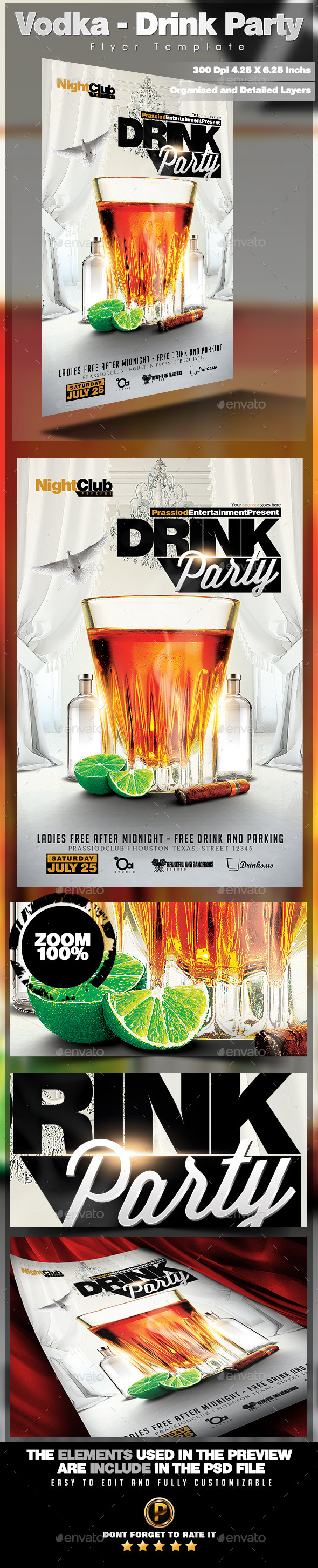 Vodka - Drink Party Flyer Template - Clubs & Parties Events