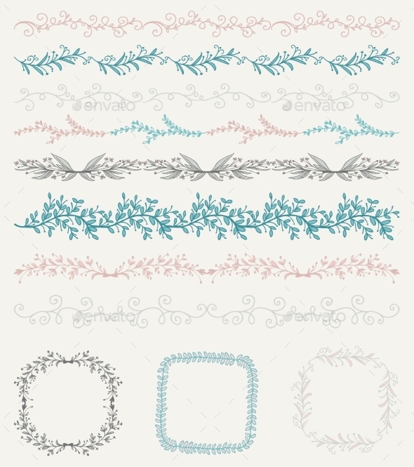 Colorful Hand Sketched Seamless Borders - Borders Decorative