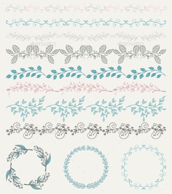Colorful Hand Sketched Seamless Borders - Borders Decorative