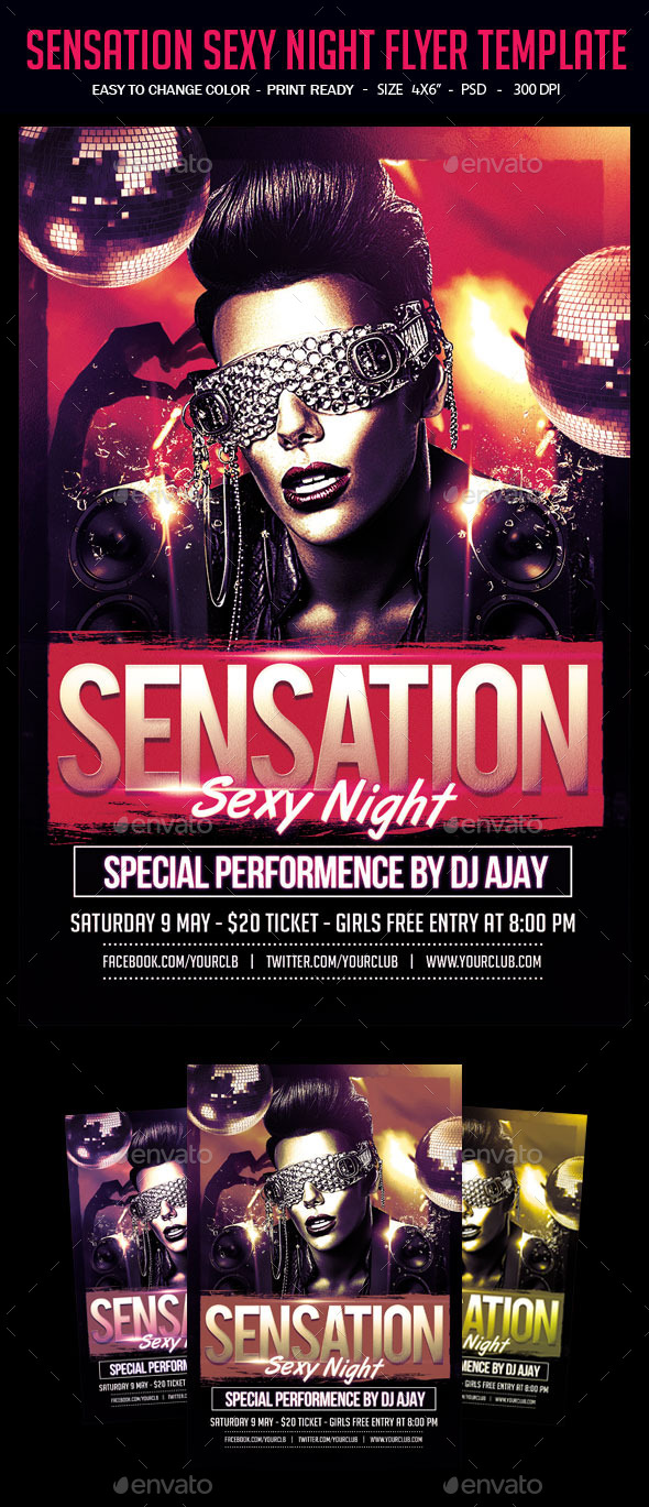 Sensation Sexy Night Flyer Template - Clubs & Parties Events