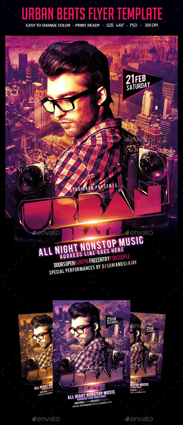 Urban Beats Flyer Template - Clubs & Parties Events