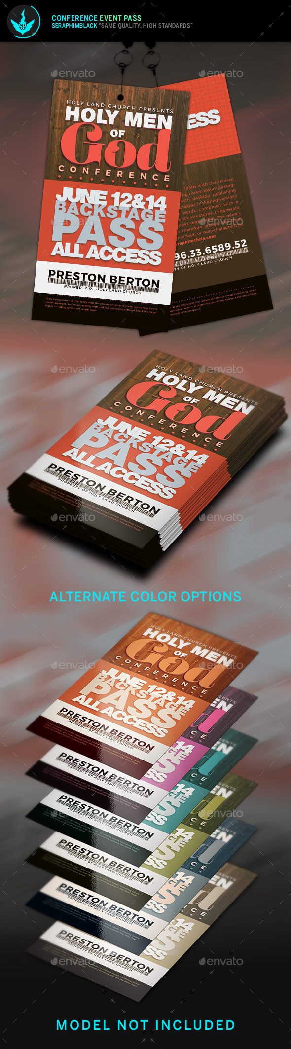 Men of God Conference Event Pass Template - Miscellaneous Print Templates