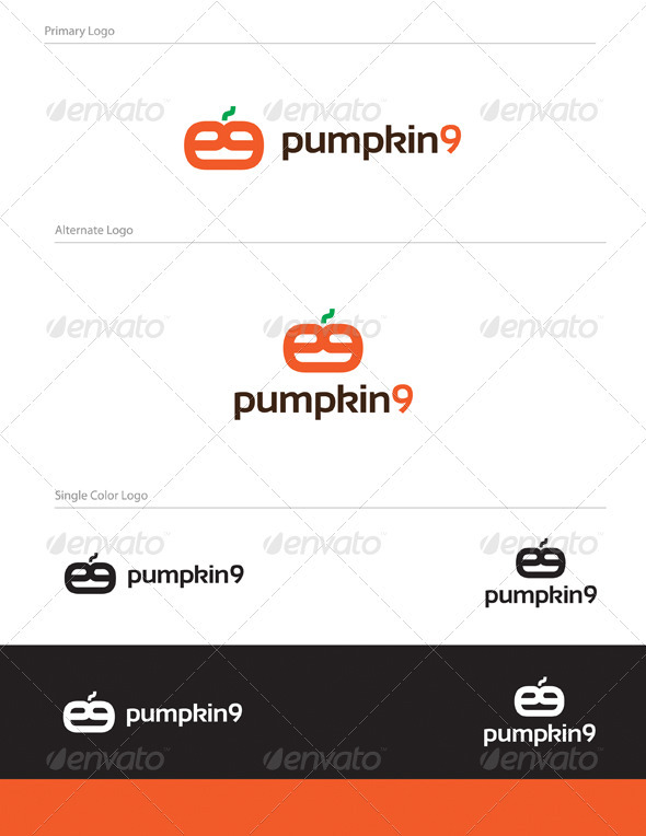 Pumpkin 9 Logo Design - NUM-001 - Numbers Logo Templates