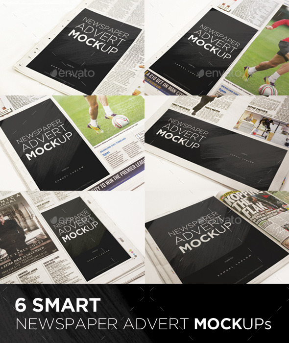 6 Newspaper Advert Mockups