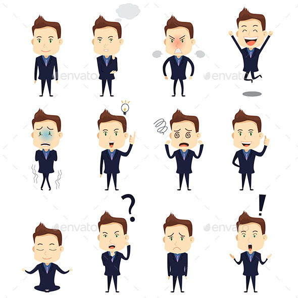 Businessman Expression Icons - Business Conceptual
