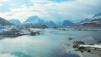 Mountains by a Fjord.