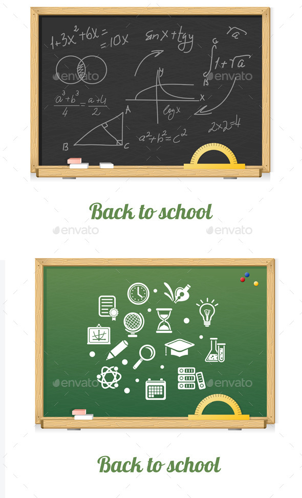 Vector Chalkboard Set - Communications Technology