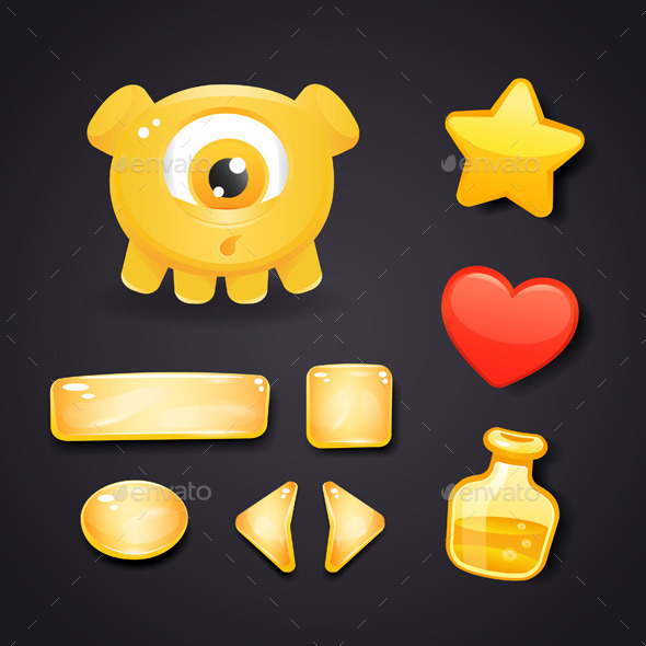 Interface Icons For Game Design With Monster - Monsters Characters