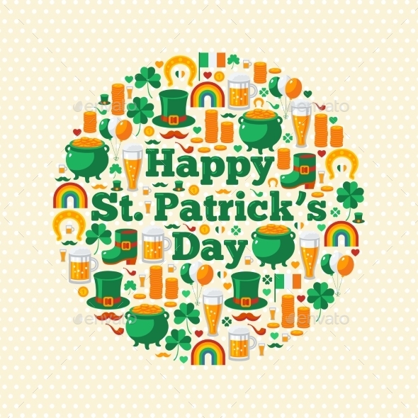 Happy Patrick's Day Concept with Flat Icons - Miscellaneous Seasons/Holidays