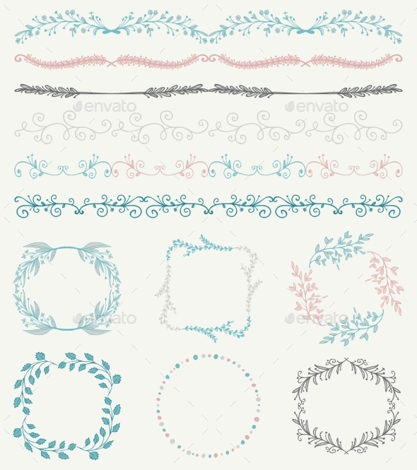 Colorful Hand Sketched Seamless Borders - Borders Decorative