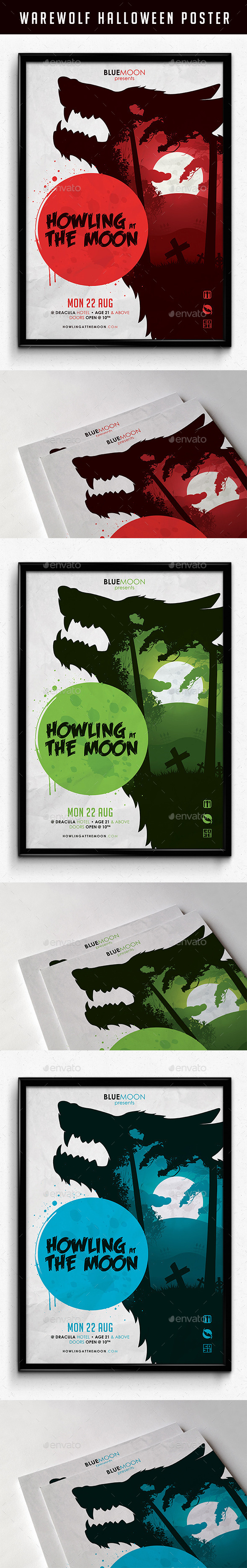 Warewolf Halloween Poster - Flyers Print Templates