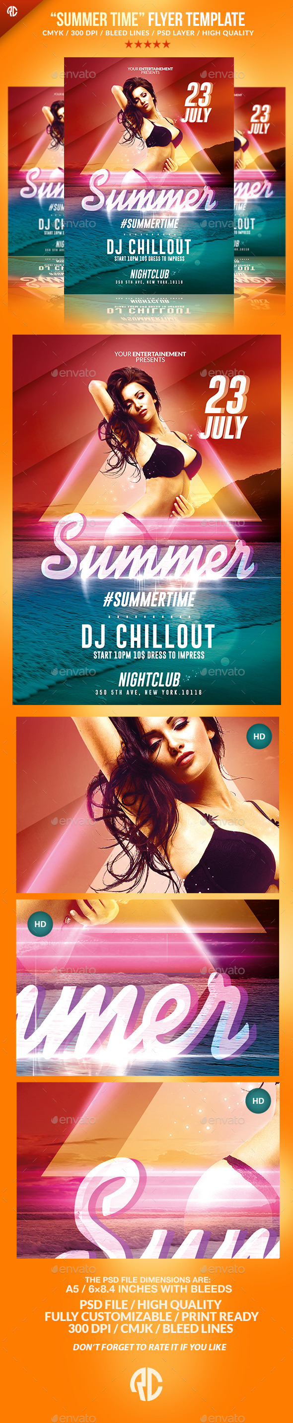 Summer Time | Psd Flyer Template - Flyers Print Templates