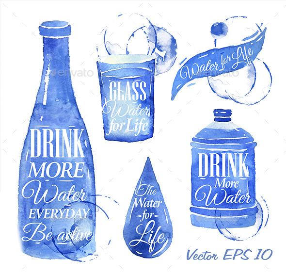 Drink Water Icons - Decorative Symbols Decorative