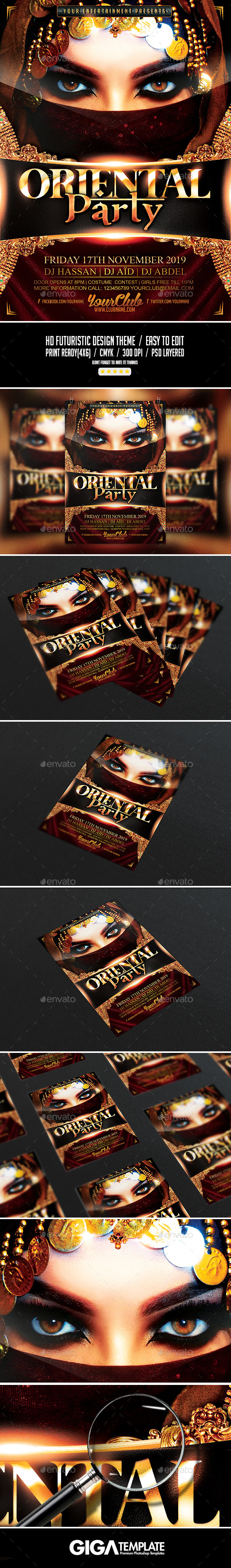 Oriental Party | Luxury Night Flyer PSD Template - Events Flyers