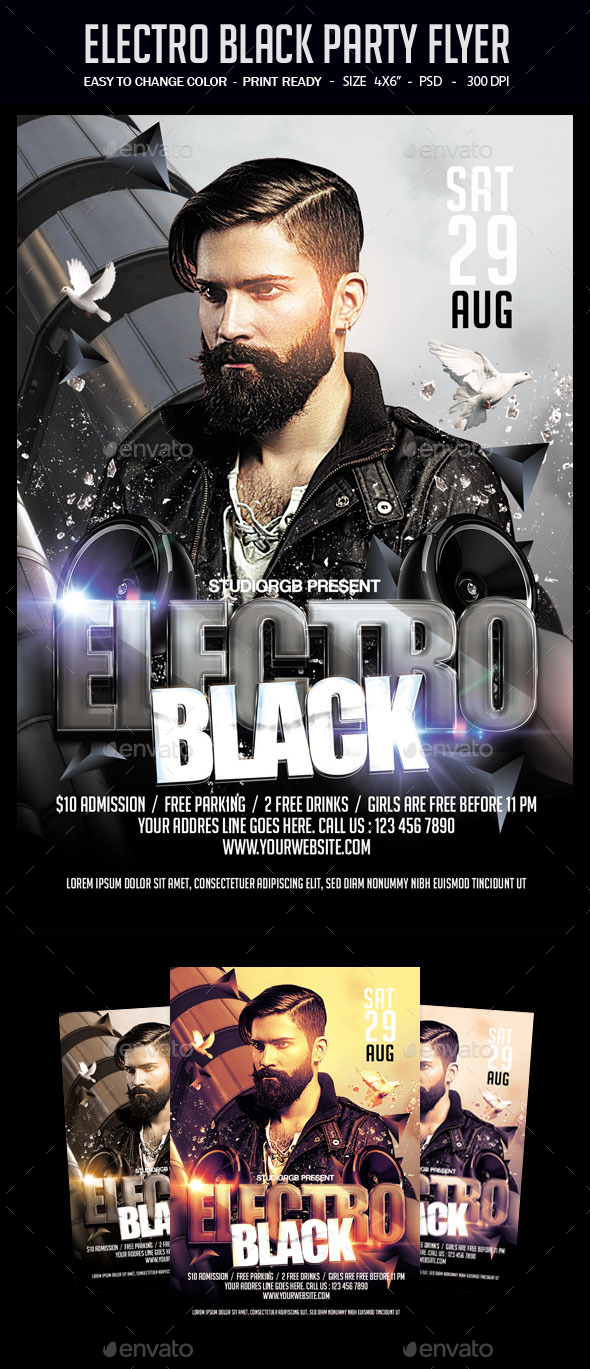 Electro Black Party Flyer - Clubs & Parties Events