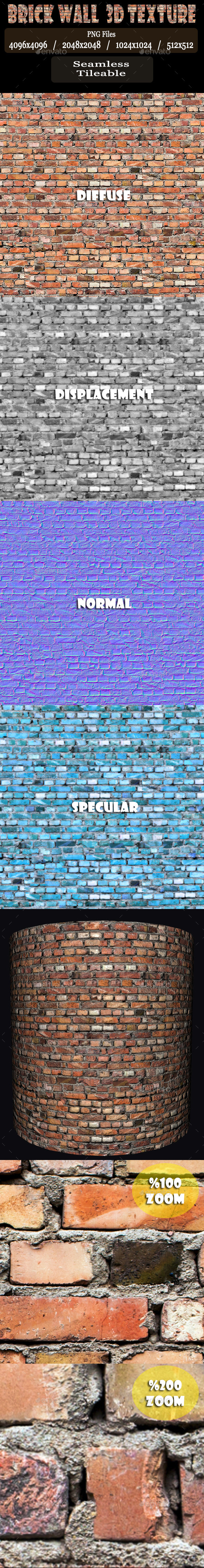 Brick Wall 3D - 3Docean 12232597