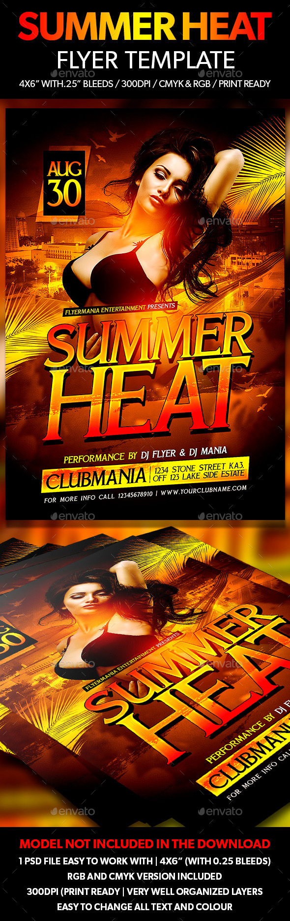 Summer Heat Flyer Template - Clubs & Parties Events