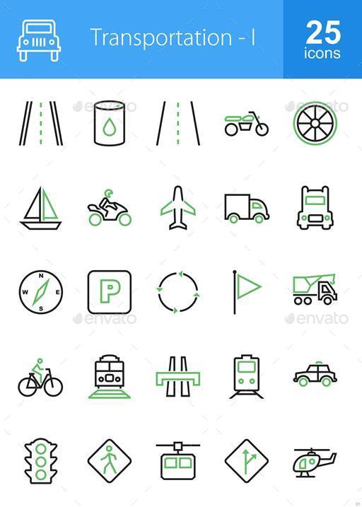 600 Transport Icons, Icons | GraphicRiver