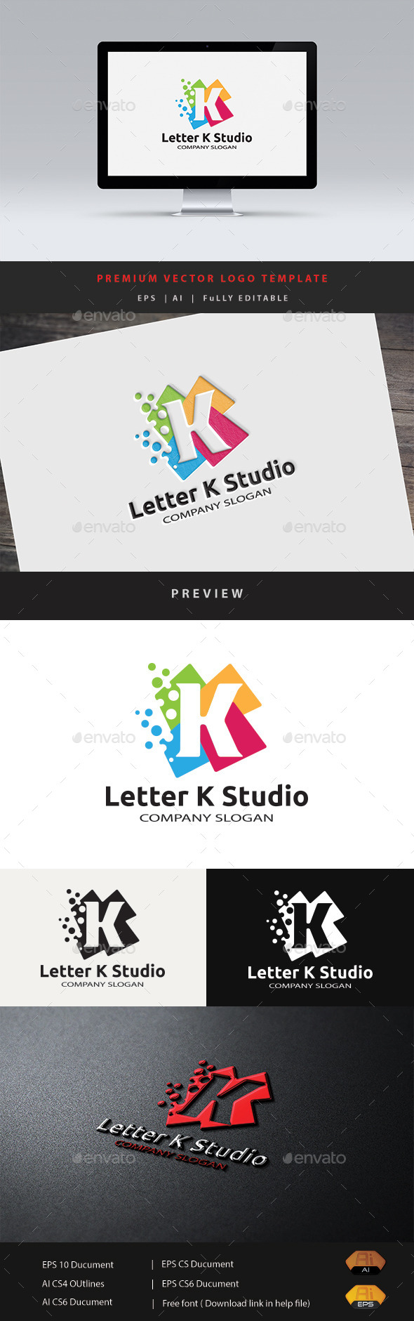 Letter K Studio - Letters Logo Templates
