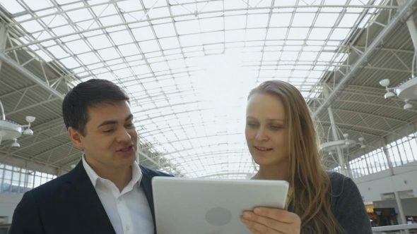Business People With Tablet PC In Office Building Business People With Tablet PC In Office Building