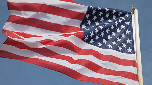 United States Flag Waving in Wind