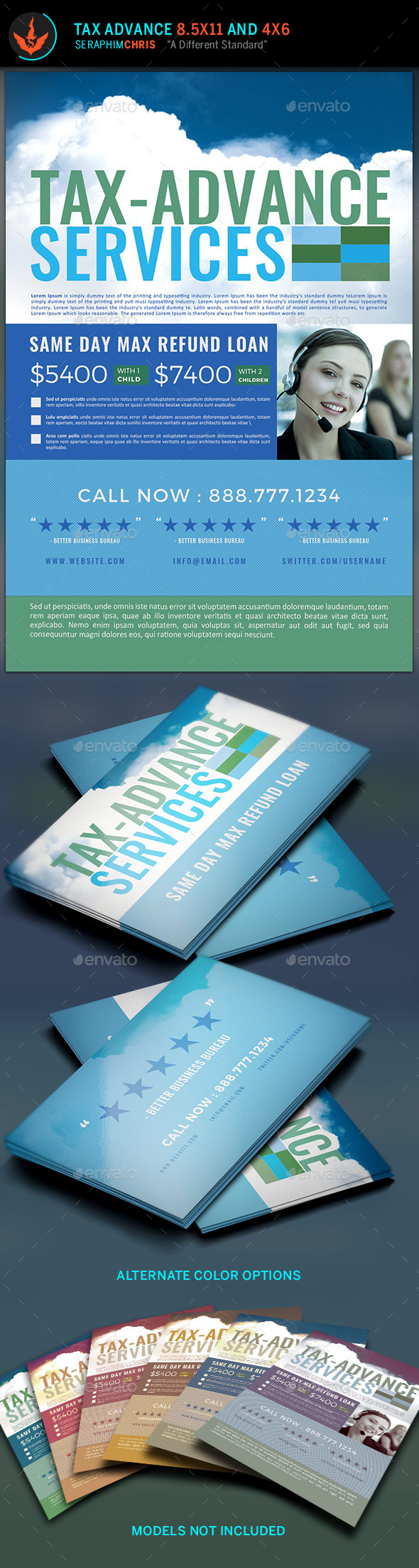Tax Advance Flyer and Business Card Template - Corporate Flyers