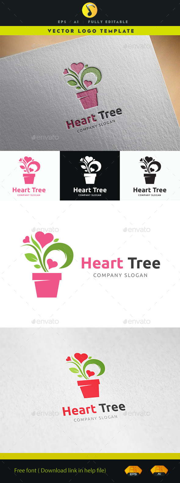 Heart Tree Logo - Nature Logo Templates