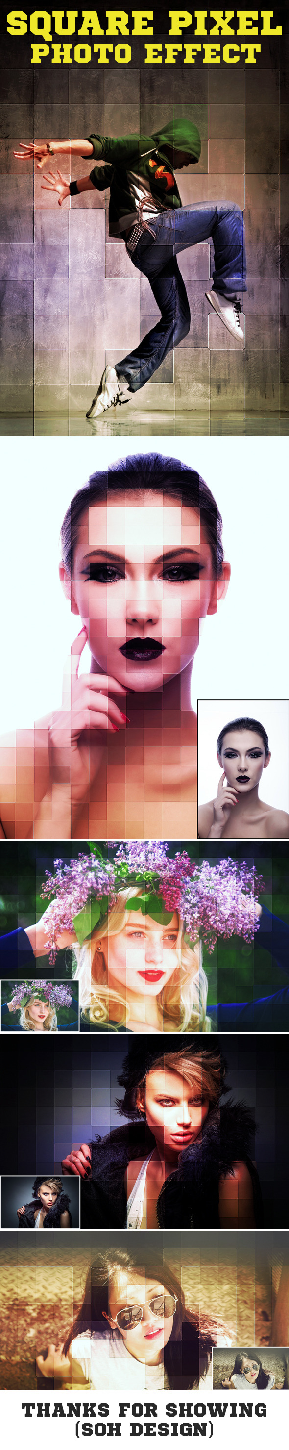 Square Pixel Photo Effect - Photo Effects Actions