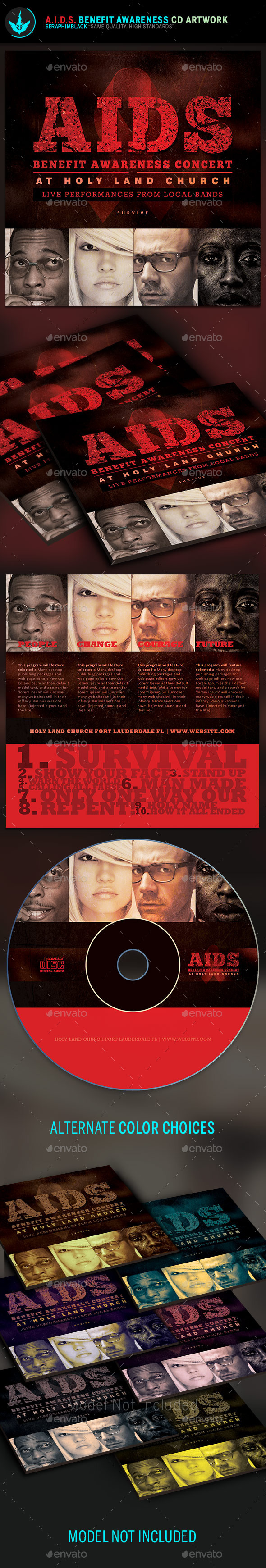 AIDS Benefit Awareness CD Artwork Template - CD & DVD Artwork Print Templates