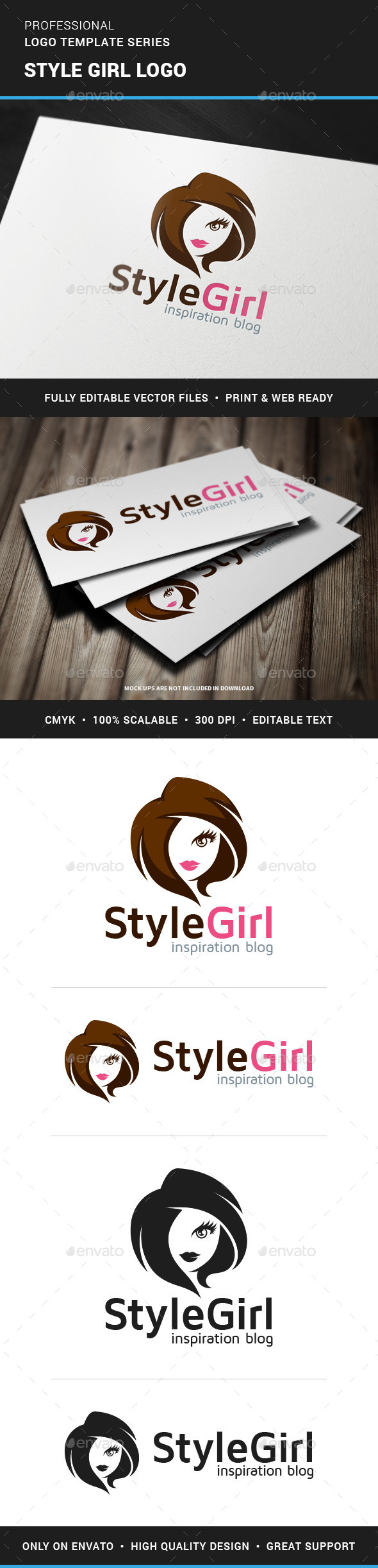 Style Girl Logo Template - Humans Logo Templates