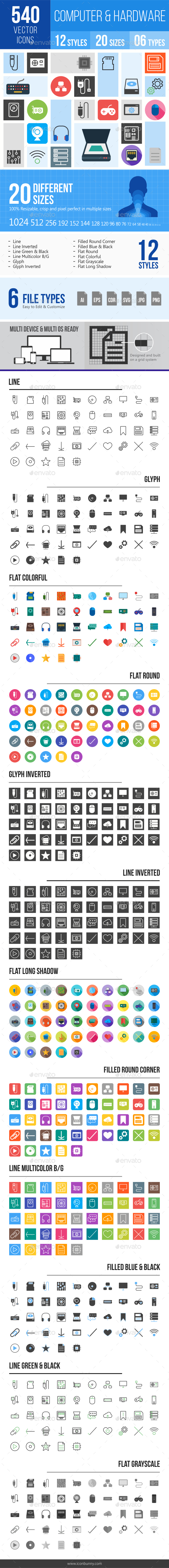 540 Computer Hardware Icons - Icons