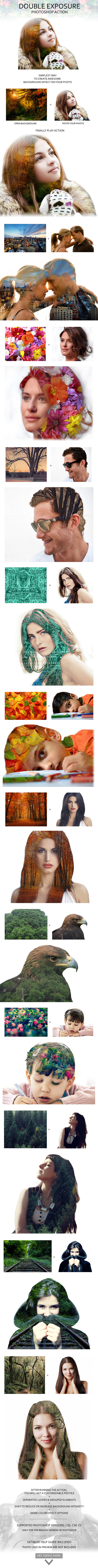 Double Exposure Photoshop Action - Photo Effects Actions