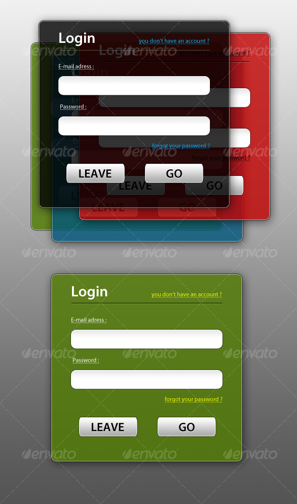 Semi-Transparent Login Boxes - Forms Web Elements