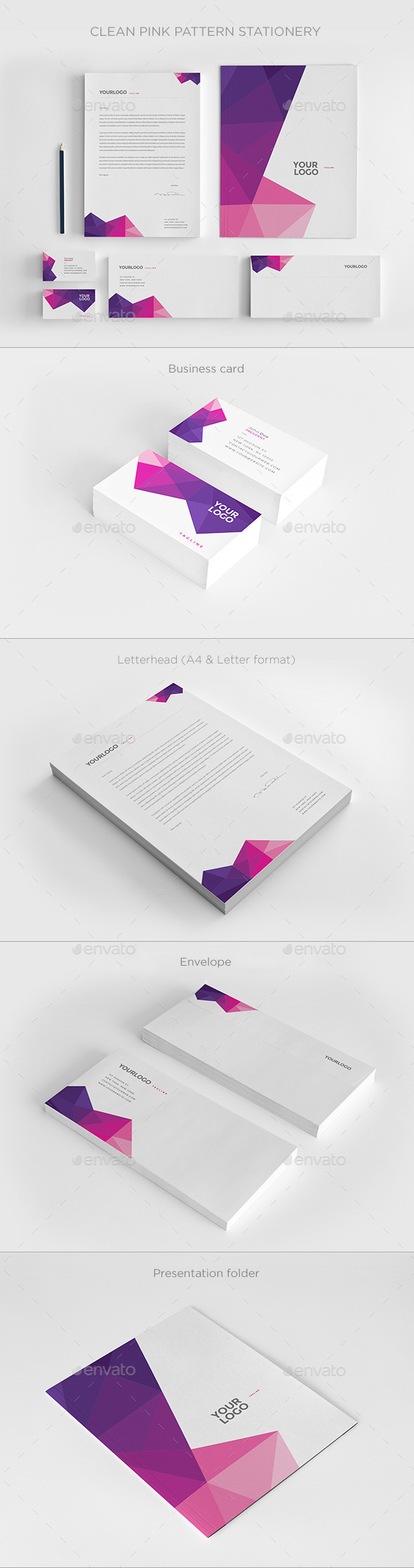 Clean Pink Pattern Stationery - Stationery Print Templates
