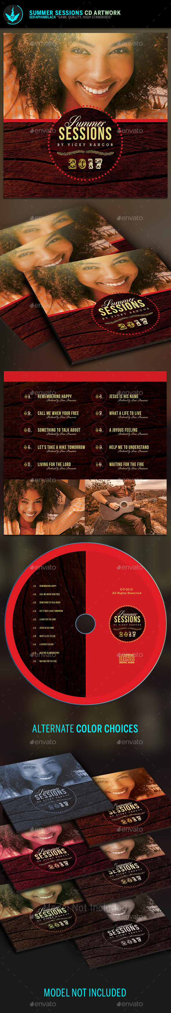 Summer Sessions CD Artwork Template - CD & DVD Artwork Print Templates