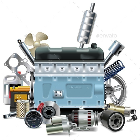 Engine with Car Spares - Industries Business