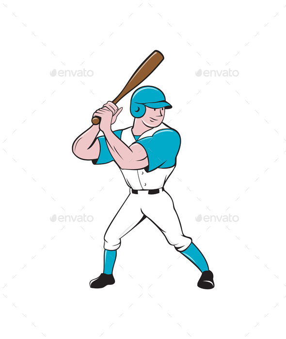 Baseball Player Batting Stance Isolated Cartoon by patrimonio