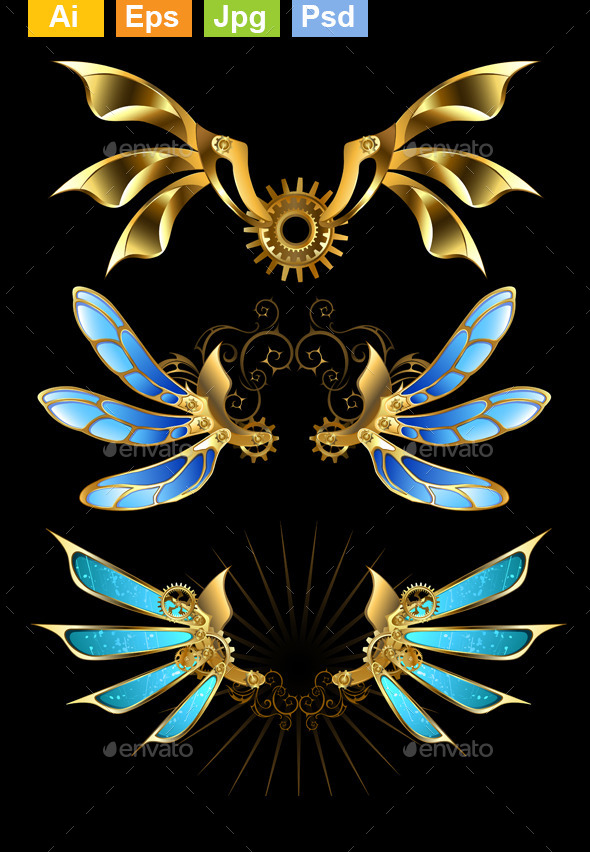 Set of Steampunk Wings Set of Steampunk Wings