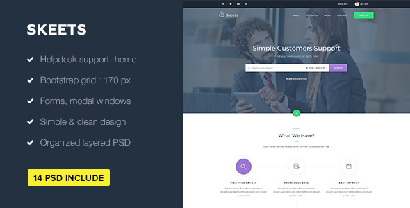 Skeets - Helpdesk - ThemeForest 12112381