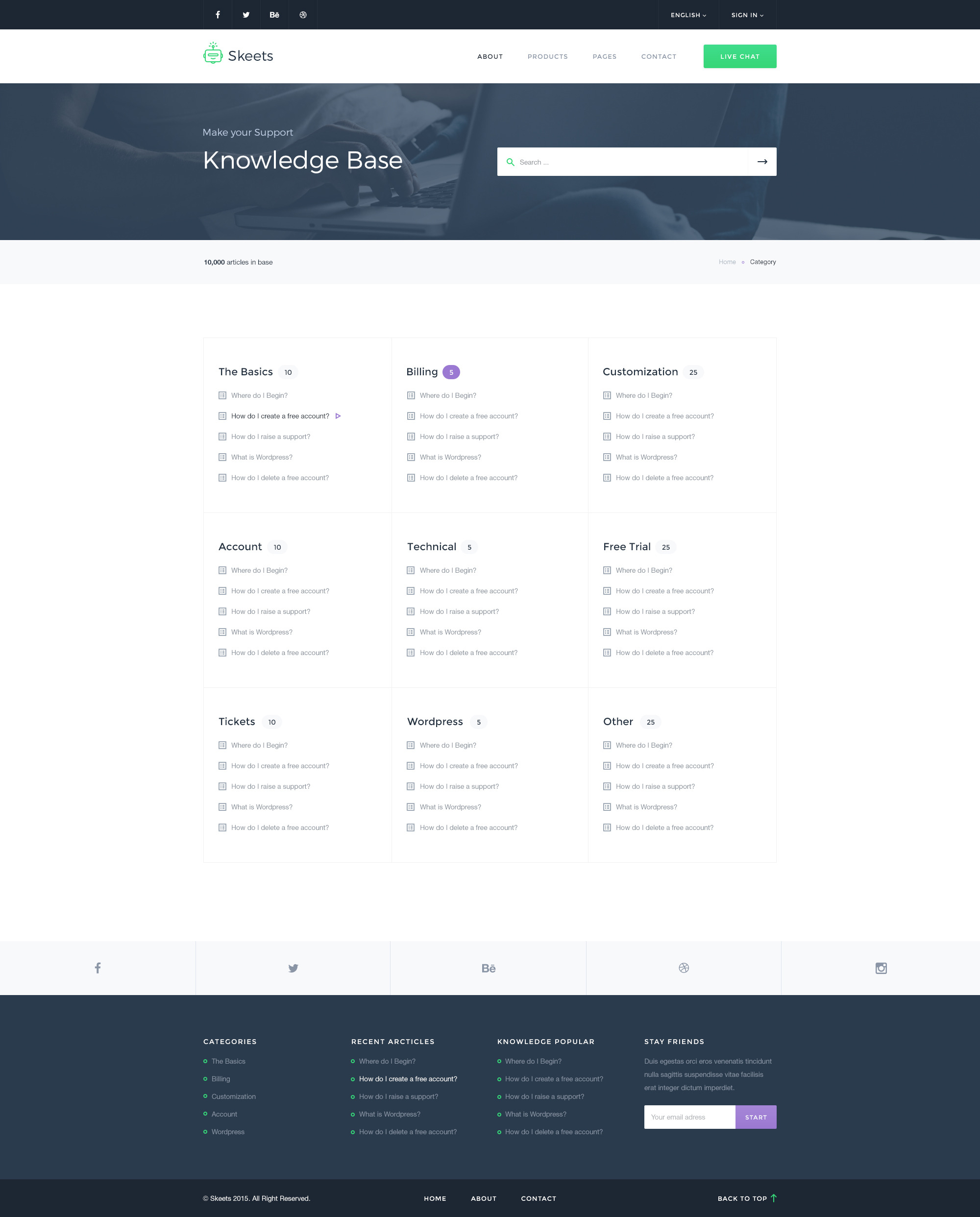 Skeets — Helpdesk and Knowledge Base PSD Template by GvimmThemes ...