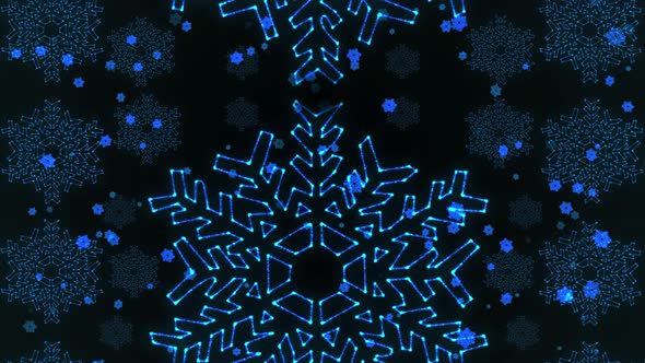 Winter Background With Shiny Blue Snowflakes