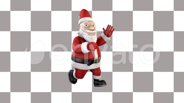 Santa Claus waving and walking