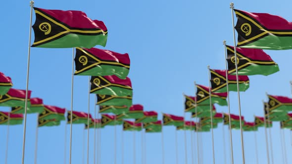 Vanuatu Row Of National flags Walk Throw Animation alt