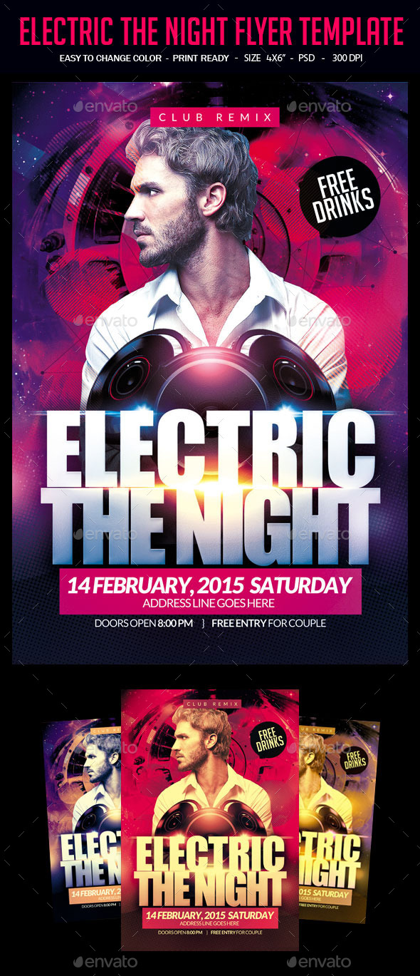 Electric The Night Flyer Template - Clubs & Parties Events